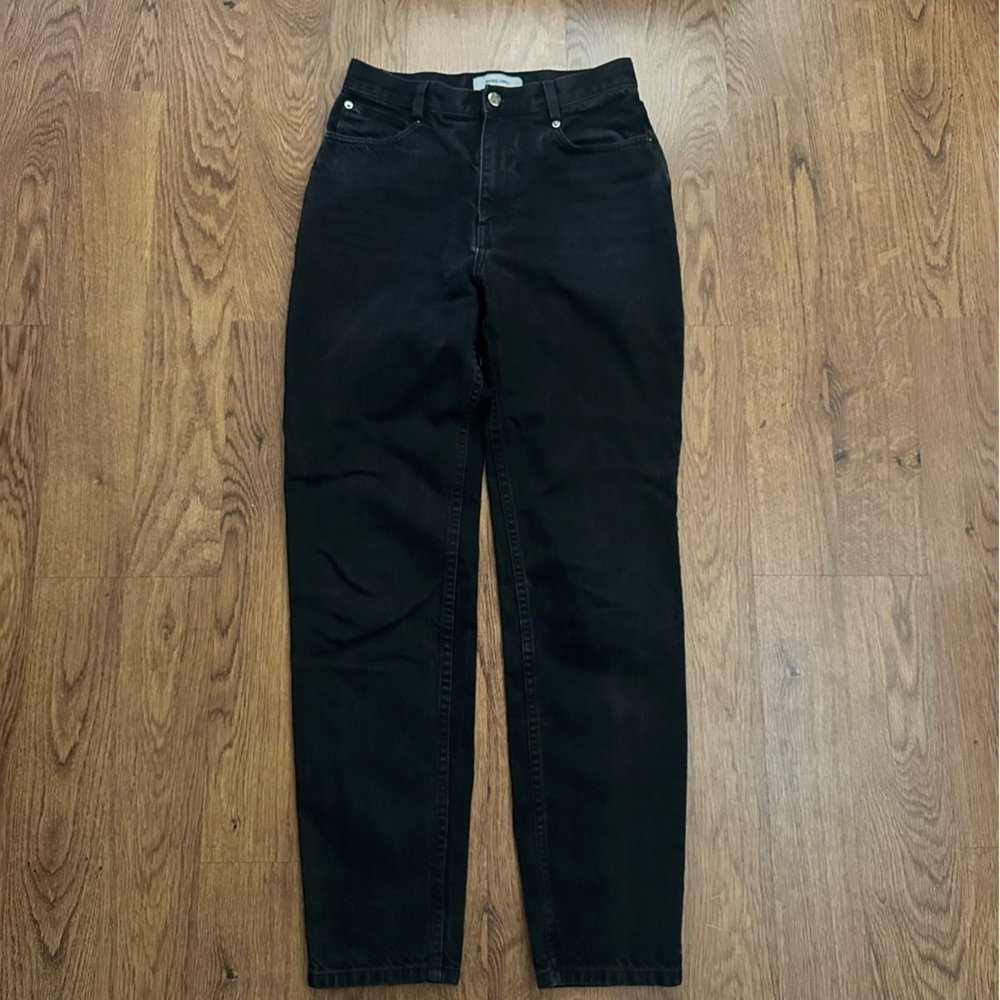 Rachel Comey Black washed Denim Jeans size 6 100% cotton high rise straight cut